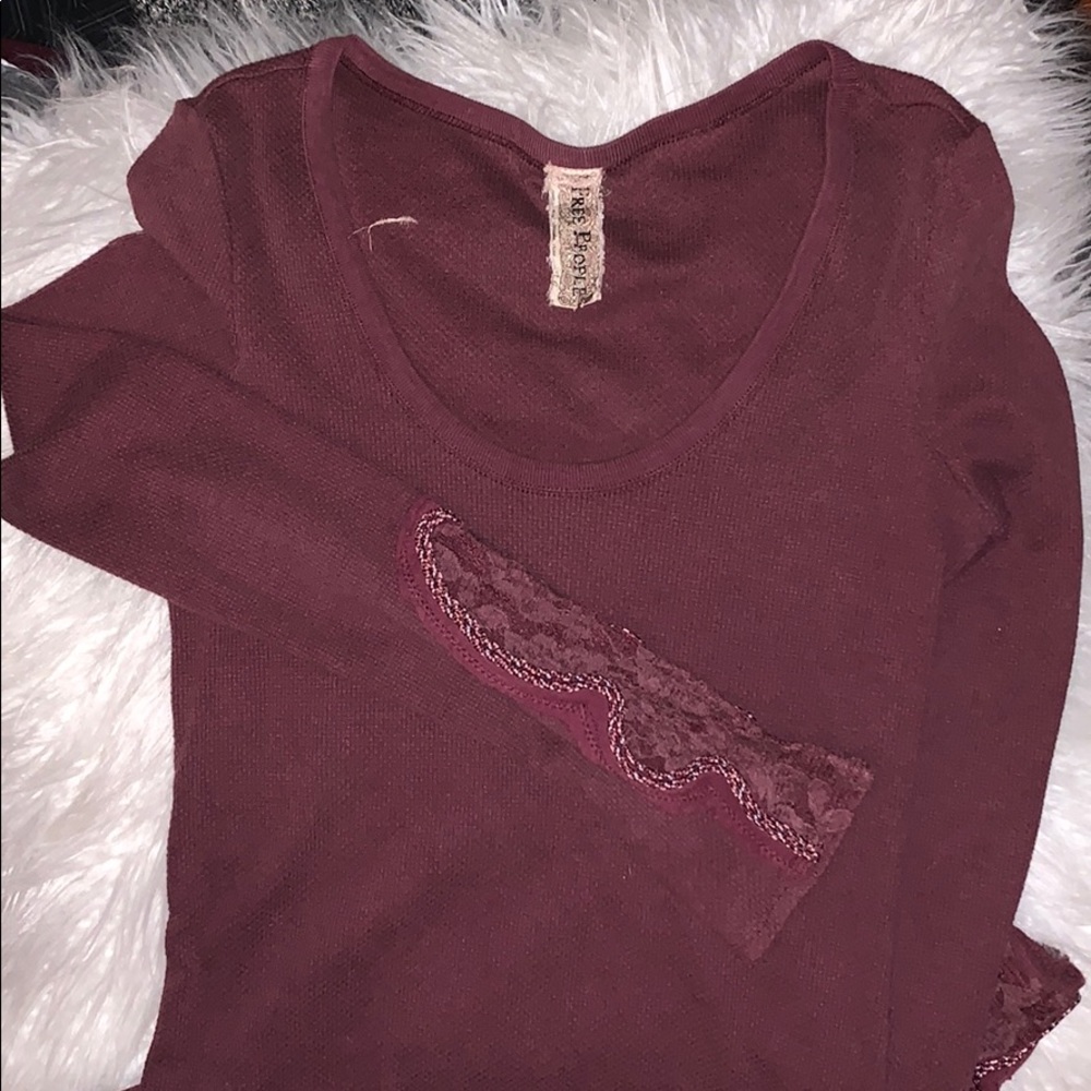 Free People Embroidered Long Sleeve Tee